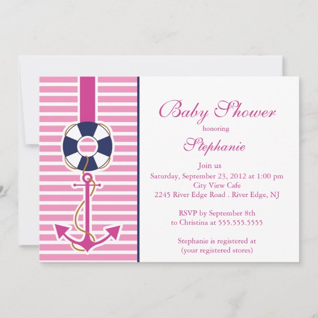 Invitation au Baby shower de Ancre nautique modern (Devant)