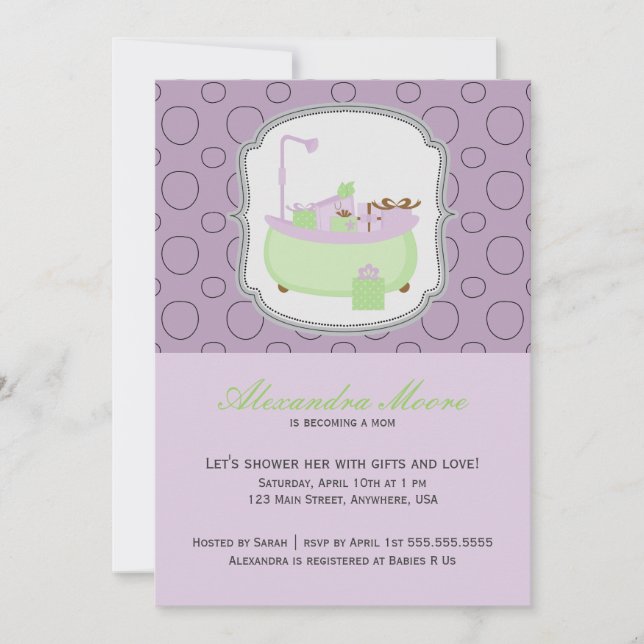 Invitation au Baby shower de bac à lavande et à ch (Devant)