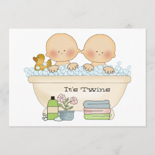 Invitation au Baby shower de bain à bulles Twins