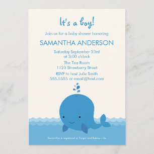 Invitation au Baby shower de baleine moderne - Gar