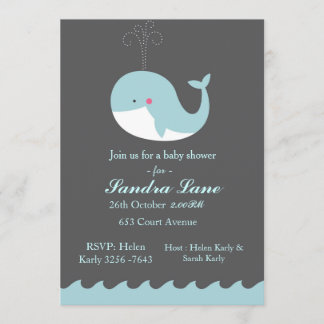 Invitation au Baby shower de baleines bleues