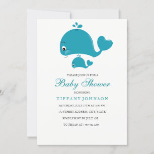 Invitation au Baby shower de baleines mignonnes sa