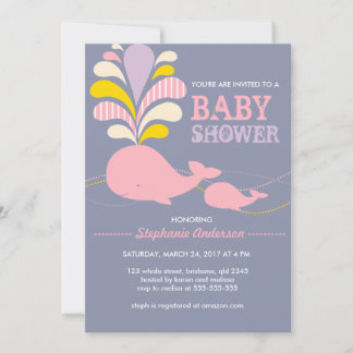 Invitation au baby shower de baleines sur mesure