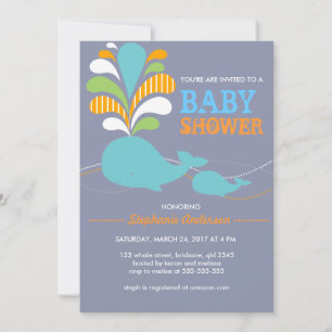 Invitation au baby shower de baleines sur mesure