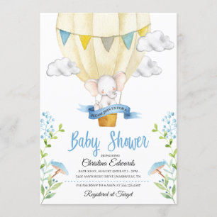 Invitation au Baby shower de ballon à air chaud él