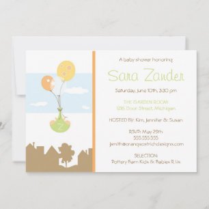 Invitation au Baby shower de ballons jumeaux Monog