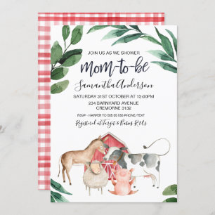 Invitation au Baby shower de Barnyard, dans le jar