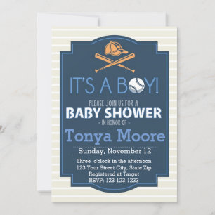 Invitation au Baby shower de baseball Bat