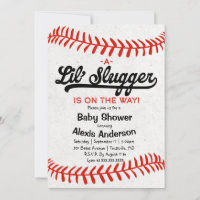 Invitation au Baby shower de baseball Little Slugg
