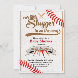 Invitation au Baby shower de baseball Little Slugg