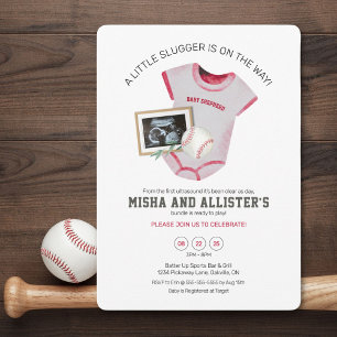 Invitation au Baby shower de baseball Little Slugg