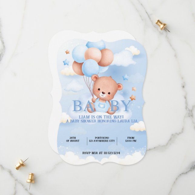 INVITATION AU BABY SHOWER DE BÉBÉ (Devant/Arrière en situation)