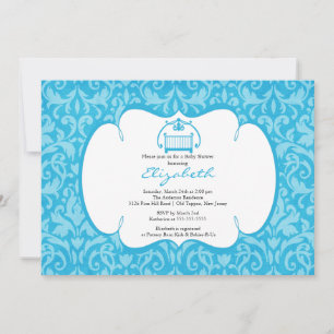 Invitation au Baby shower de bébé Damask