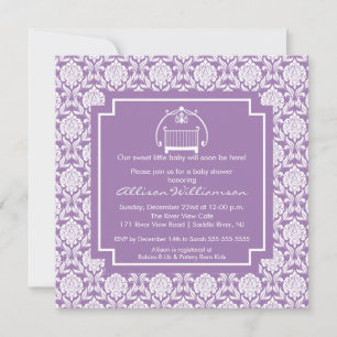 Invitation au Baby shower de bébé de Damask Crib G