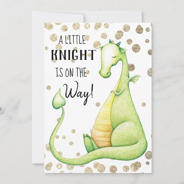 ~ Invitation au Baby shower de bébé Dragon Vert (Devant)
