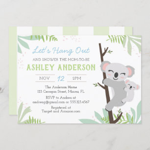Invitation au Baby shower de bébé Koala