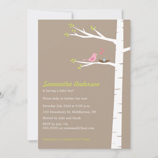 Invitation au Baby shower de Birch Birch moderne - (Devant)