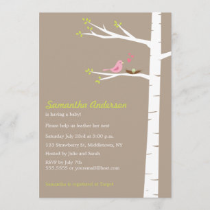 Invitation au Baby shower de Birch d'Oiseaux moder