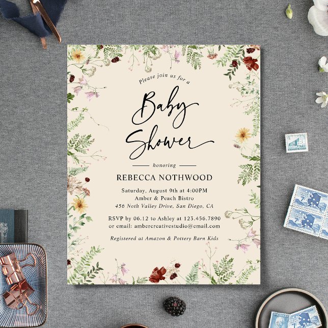 Invitation au Baby shower de Boho neutre du budget (Créateur téléchargé)