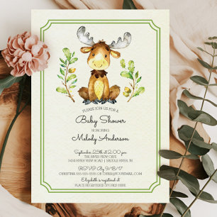 Invitation au Baby shower de bois mou Moose