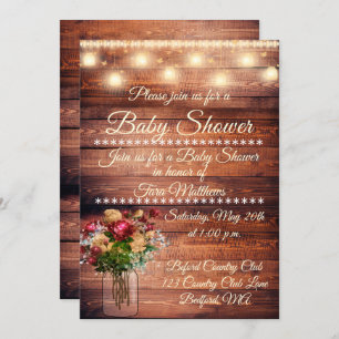 Invitation au Baby shower de bois neutre