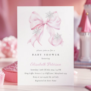 Invitation au Baby shower de Bow rose d'hiver