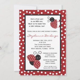 Invitation au Baby shower de bugs Red Crimson Lady