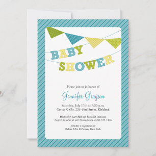 Invitation au Baby shower de Bunting Baby à Aqua