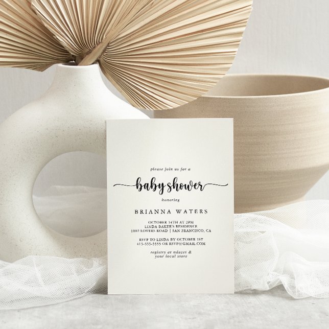 Invitation au Baby shower de calligraphie minimali (Créateur téléchargé)