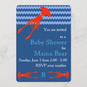 Invitation au Baby shower de calmar colossal