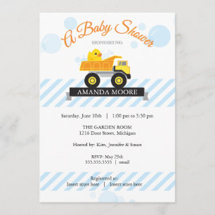 Invitation au Baby shower de camion-citerne à vide