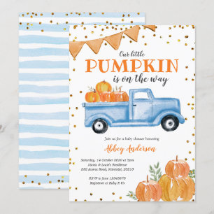 Invitation au Baby shower de camion Citrouille ble