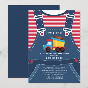 Invitation au Baby shower de camion de vidange