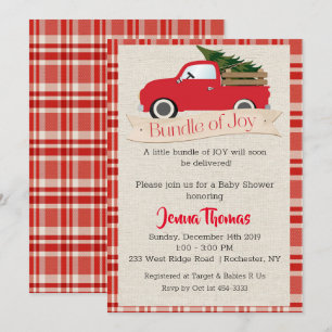 Invitation au Baby shower de camion rouge