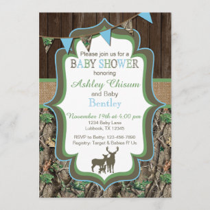 Invitation au Baby shower de Camo Green Blue