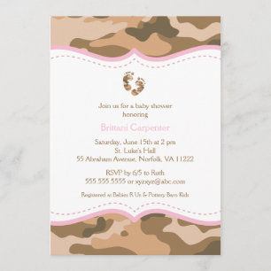 Invitation au Baby shower de camouflage Brown et r