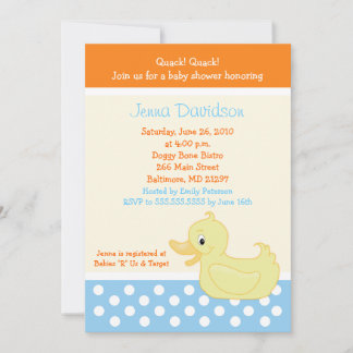 Invitation au Baby shower de canard à canard jaune