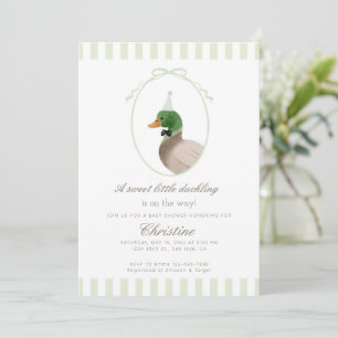 invitation au baby shower de canard de colard vert