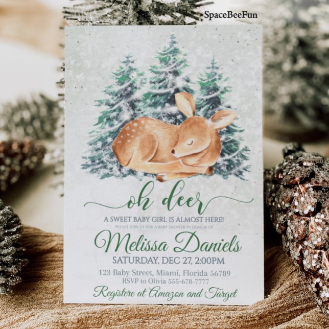 Invitation au Baby shower de cerfs d'animaux des b (Winter Woodland Animal Deer Baby Shower Invitation Boy Forest animal Deer Girl Baby Shower Invite )