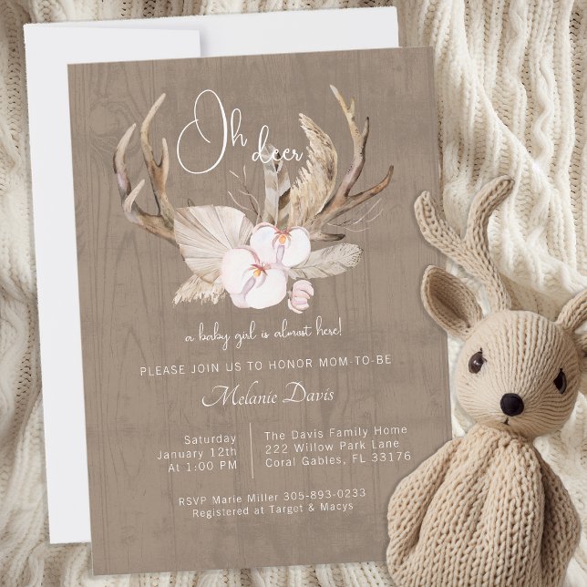 Invitation au Baby shower de cerfs d'aquarelle de  (Rustic Nature Loving Baby Shower Invitation)