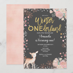 Invitation au Baby shower de cerfs de bois de Chal