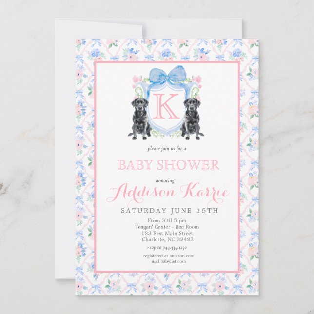 Invitation au Baby shower de chien Black Lab (Devant)