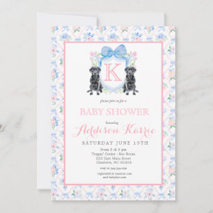 Invitation au Baby shower de chien Black Lab