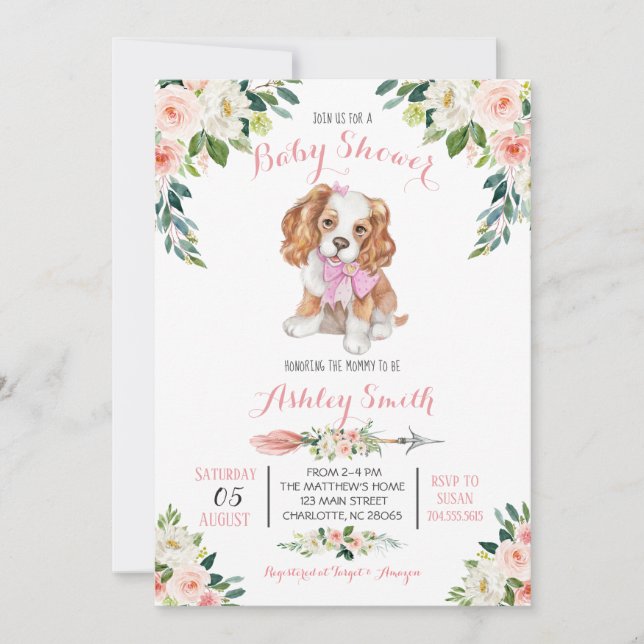 Invitation au Baby shower de chiots, (Devant)