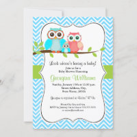 Invitation au Baby shower de Chouette Cute / Vert 