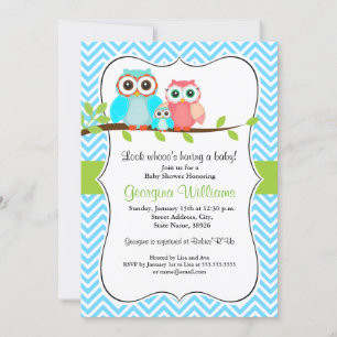 Invitation au Baby shower de Chouette Cute / Vert