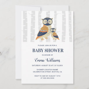 Invitation au Baby shower de Chouette moderne - Hi