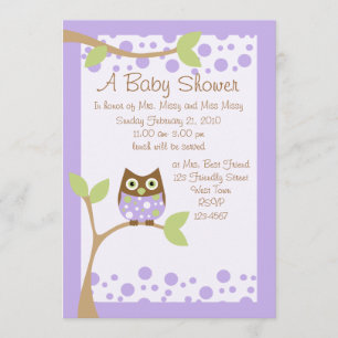 Invitation au Baby shower de Chouette pourpre
