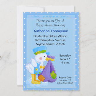 Invitation au Baby shower de cigogne