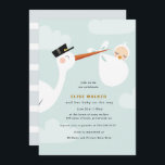 Invitation au Baby shower de cigogne avec nuages<br><div class="desc">Dites bonjour à bébé avec nos invitations douces et tendance douche bébé avec une belle typographie. Célébrez la mère à être dans le style avec l'une de nos invitations de douche bébé chéri,  disponibles dans une variété de couleurs et de styles.</div>